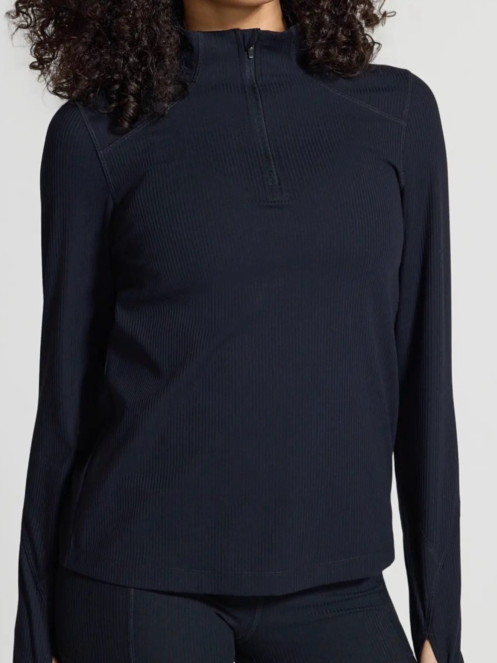 Mondetta Black Active Ribbed Half-Zip Performance Top Womens L NWT